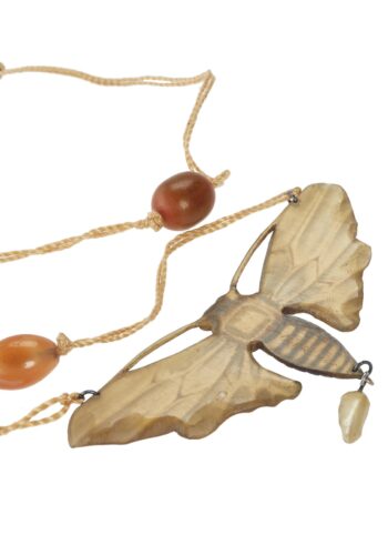 Ca. 1900 - Horn Necklace, carved & painted, signed "M. Prevost" Art nouveau France - Image 4