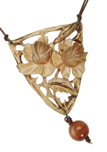 Ca. 1900 - Horn Necklace with Glass pearls of Art nouveau France - Image 3