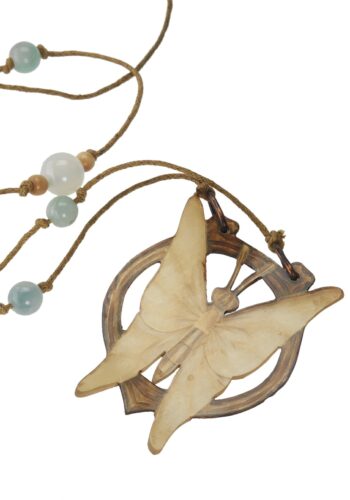 Ca. 1900 - Horn Necklace Butterfly Art nouveau France - Image 4