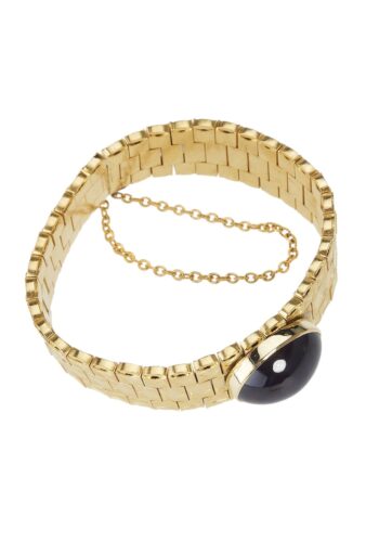 Ca. 1890 - Russian 14 ct. Gold Bracelet with a Star-garnet Cabochon - Image 3