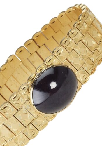 Ca. 1890 - Russian 14 ct. Gold Bracelet with a Star-garnet Cabochon - Image 4