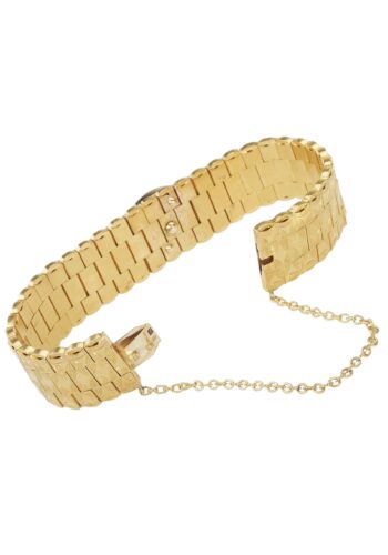 Ca. 1890 - Russian 14 ct. Gold Bracelet with a Star-garnet Cabochon - Image 5