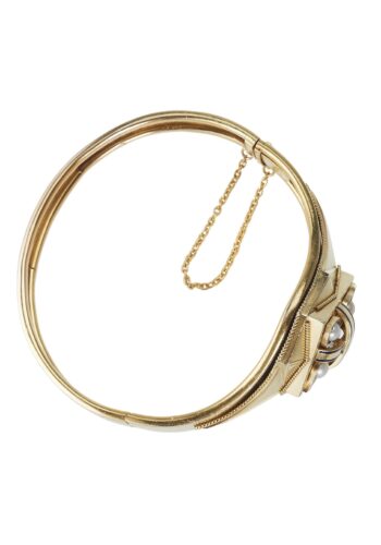 Ca. 1865 - Austrian Gold Bangle with Natural pearls & Enamel - Image 3