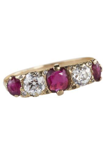 Ca. 1910 - Rubies & Diamonds Five-Stone Engagement Ring - Image 4