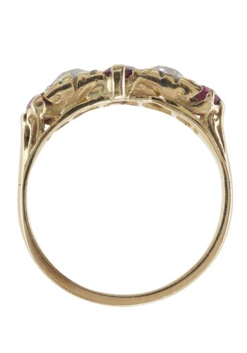 Ca. 1910 - Rubies & Diamonds Five-Stone Engagement Ring - Image 5