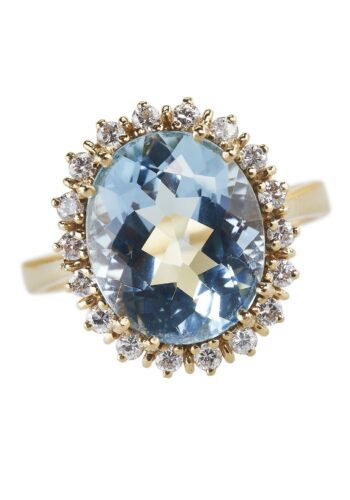 Ca. 1960 - Aquamarine & Diamonds Vintage Gold ring - Image 3