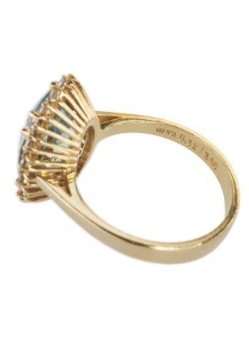 Ca. 1960 - Aquamarine & Diamonds Vintage Gold ring - Image 6