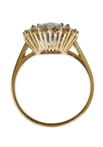 Ca. 1960 - Aquamarine & Diamonds Vintage Gold ring - Image 5