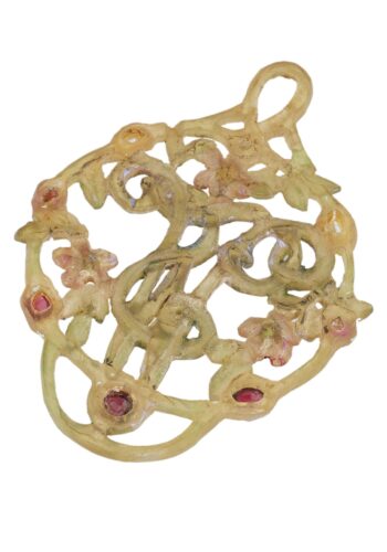 Ca. 1900 - Art nouveau Horn Pendant with Glass stones & Pearls, from Paris, France - Image 4