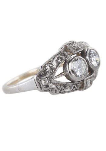 Ca. 1925 - 14 ct. Gold / Platinum Ring with Diamonds Art déco Germany - Image 4