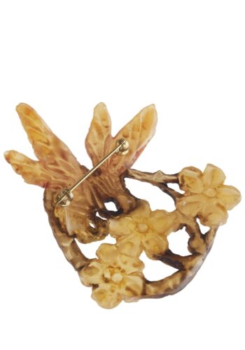 Ca. 1900 - Horn Brooch Motif "A bee pollinates a blossom" Art nouveau, Paris, France - Image 4