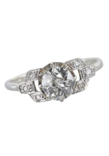 Ca. 1930 - English Art déco Engagementring / Diamonds ring 18K - Image 3