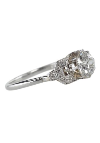 Ca. 1930 - English Art déco Engagementring / Diamonds ring 18K - Image 4