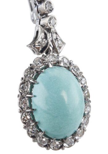 Ca. 1950 - French Goldearrings with Turquoise & Diamonds - Image 5