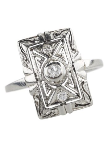 Ca. 1920 - Art Deco Gold & Platinum Ring with Diamonds - Image 3