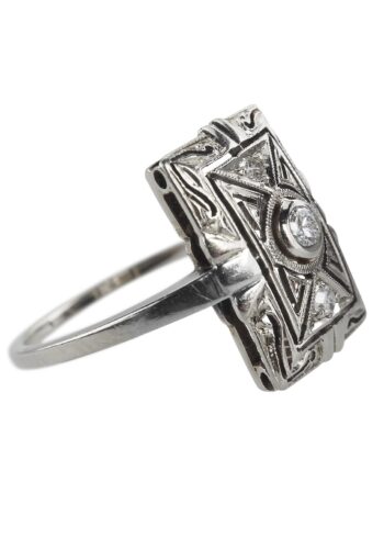 Ca. 1920 - Art Deco Gold & Platinum Ring with Diamonds - Image 4