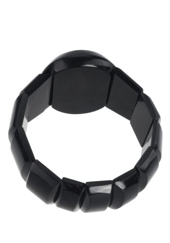 Ca. 1860 - Jet Bracelet with Pietra Dura Inlay, Victorian - Image 3