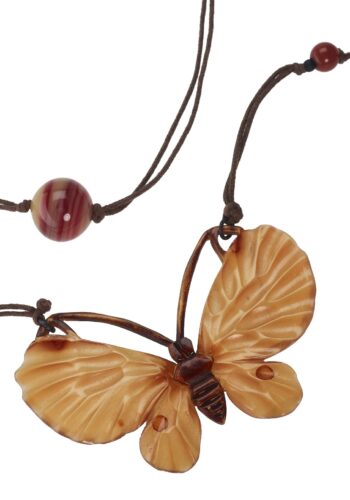 Ca. 1900 - Horn Necklace Butterfly Art nouveau France - Image 3