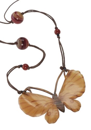 Ca. 1900 - Horn Necklace Butterfly Art nouveau France - Image 4