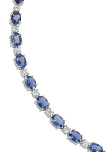 Ca. 1980 - White gold necklace with Iolit and Diamonds - Image 4
