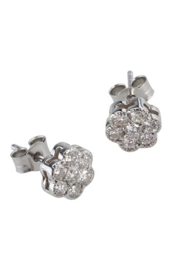 Ca. 1980 - Diamond Cluster Stud Earrings 18ct Gold, England - Image 3