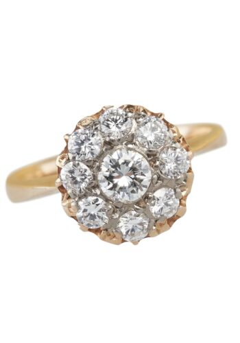 Ca. 1950 - Vintage Diamond Cluster Engagementring / Entourage ring Daisy - Image 3