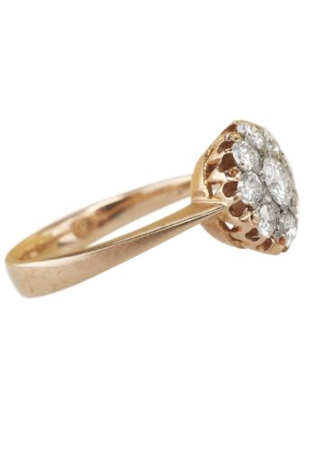 Ca. 1950 - Vintage Diamond Cluster Engagementring / Entourage ring Daisy - Image 4