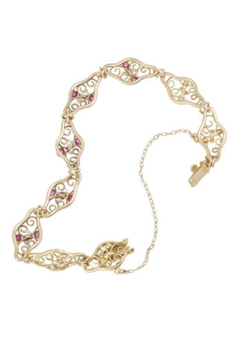 Ca. 1910 - French Ruby & Diamond Art Nouveau Bracelet - Image 4