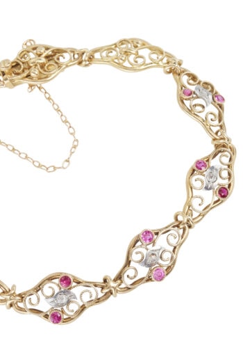 Ca. 1910 - French Ruby & Diamond Art Nouveau Bracelet - Image 3