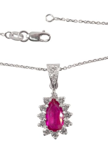 Ca. 1970 - Ruby pendant with diamonds, Vintage - Image 3