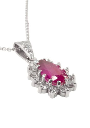 Ca. 1970 - Ruby pendant with diamonds, Vintage - Image 4