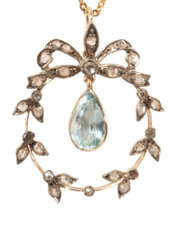 Ca. 1910 - Necklace with aquamarine and diamonds - Image 3