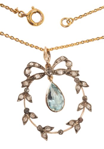 Ca. 1910 - Necklace with aquamarine and diamonds - Image 4