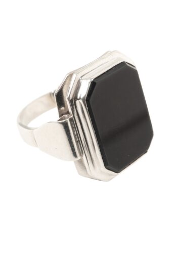 Ca. 1930 – Art déco signet ring with onyx - Image 3