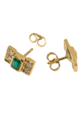 Ca. 1970 – Vintage earrings with diamonds and emeralds - Image 4