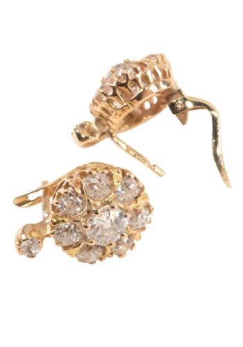 Ca. 1900 - Diamond cluster earring, Italy - Image 3