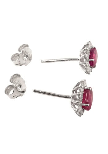 Ca. 1980 - Vintage stud earrings with ruby and diamonds - Image 4