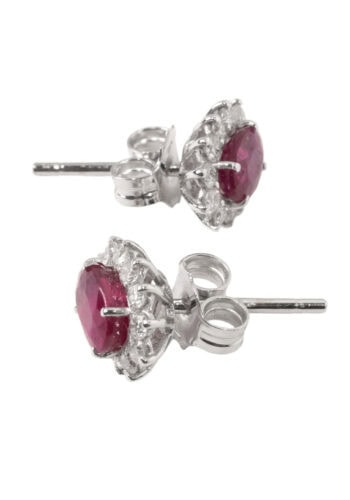 Ca. 1980 - Vintage stud earrings with ruby and diamonds - Image 3