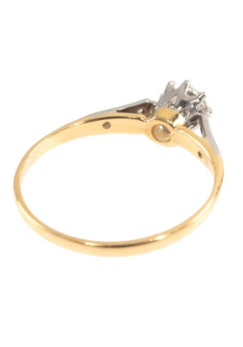 Ca. 1950 - Diamond solitaire vintage engagement ring, gold & platinum - Image 5