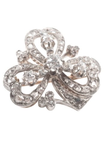 Ca. 1880 - Diamond cloverleaf brooch - Image 4