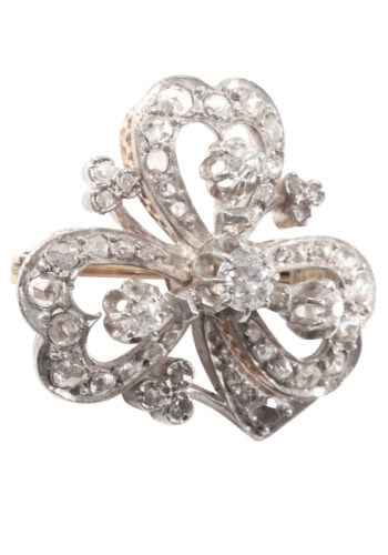 Ca. 1880 - Diamond cloverleaf brooch - Image 5