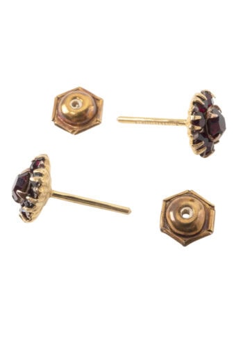 Ca. 1960 - Gold stud earrings with garnet - Image 4