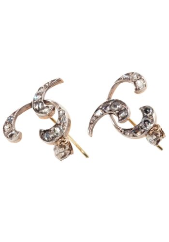 Ca. 1890 - Art Nouveau earrings with diamonds - Image 4