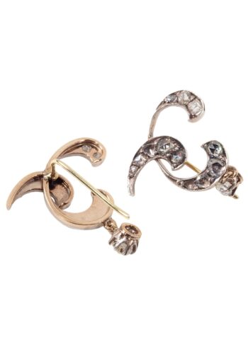 Ca. 1890 - Art Nouveau earrings with diamonds - Image 3