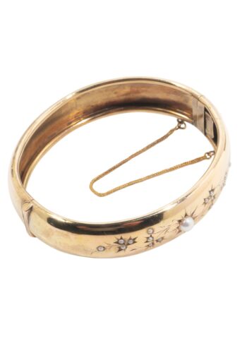 Ca. 1880 – Gold bangle with pearls - Image 3