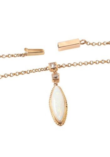 Ca. 1950 - Gold necklace with opal and diamonds - Image 4