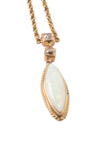 Ca. 1950 - Gold necklace with opal and diamonds - Image 5