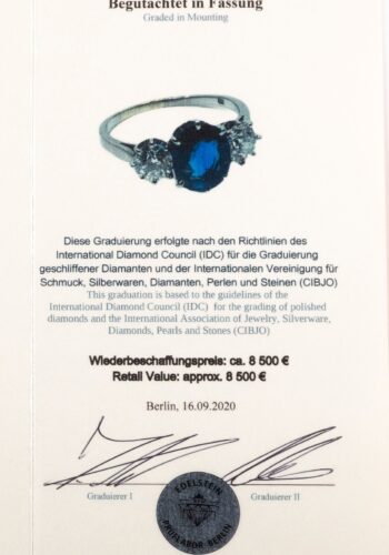 Ca. 1950 – Vintage sapphire ring with gemstones certificate! - Image 8