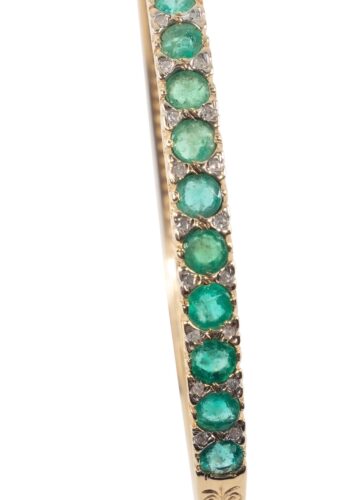 Ca. 1980 - Vintage emerald bangle with diamonds - Image 5