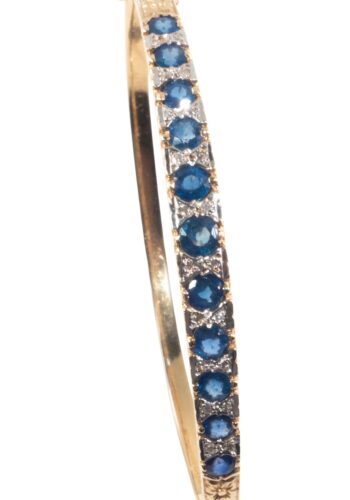 Ca. 1980 - Vintage sapphire bangle with diamonds - Image 5